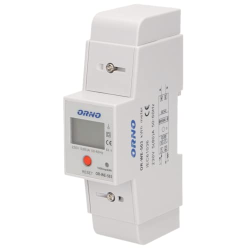 ORNO WE-503 1-phasig Strommesser Verbrauchsmessgerät 80A Impulsausgang RESET-Taste 2 DIN TH-35mm Module von Orno