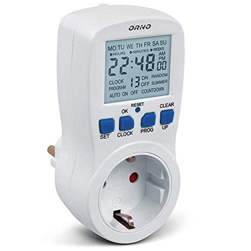 Orno PRE-409(GS) Zeitschaltuhr Digital 3680W 16A, 16 Schaltprogramme, Timer mit Random + Countdown Zufalls-Funktion von Orno