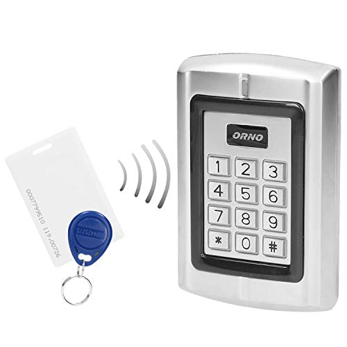 Orno ZS-802 Wasserdicht Codeschloss mit Kartenleser und Kontaktlose Schlüsselanhängerleser, Eingebauter Speicher, silber von Orno
