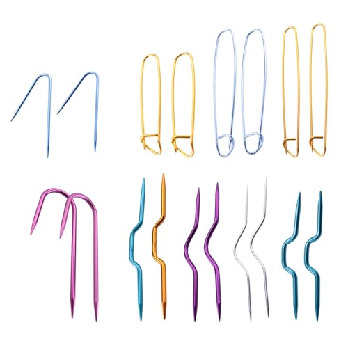Orolotay 18 StüCk Zopf Muster Halter Aluminium Zopf Nadeln Gebogene Gobelin Garn Nadeln Zopf Muster Stricken Nadeln von Orolotay