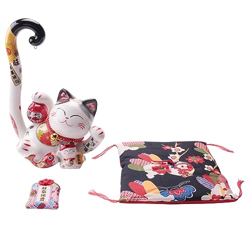Orolotay 8,6 Keramik Maneki GlüCkliche Katze Geld Spardose MüNze Spardose Japanische Katze mit Langem Schwanz Feng Shui Haus, A Orolotay 8,6 Keramik Maneki GlüCkliche Katze Geld Spardose MüNze Spardose Japanische Katze mit Langem Schwanz Feng Shui Haus, A von Orolotay