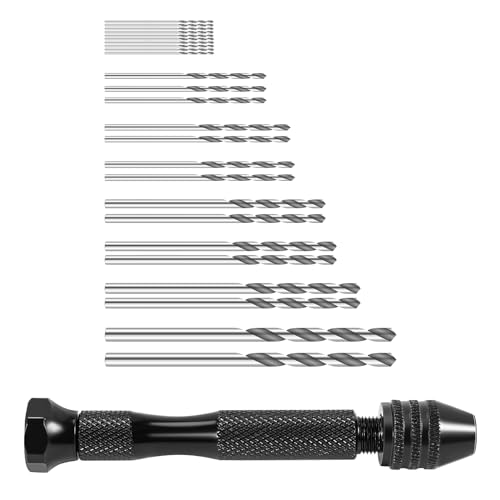 Orolotay Hand Spiralbohrer Set, DIY Praezision Pin Vise Modell Mini Hand Spiralbohrer mit 25pcs 0,3 mm bis 3,0 mm Micro-Bohrer (schwarz) von Orolotay