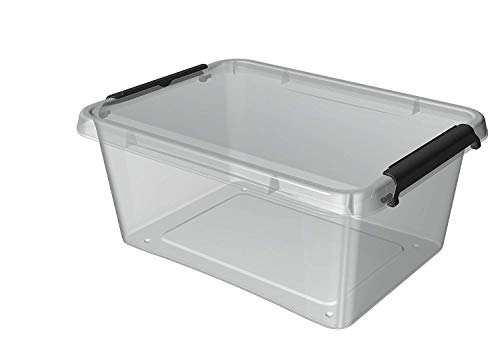 ORPLAST 12 x SimpleStore Box mit Clips - 12,5 Liter - 39 x 29 x 16,5 cm - transparent von Orplast