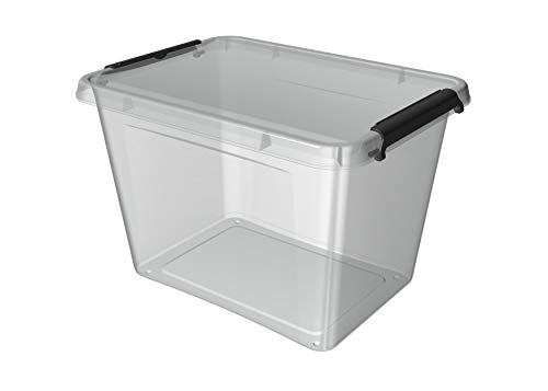 ORPLAST 12 x SimpleStore Box mit Clips - 19 Liter - 39 x 29 x 26 cm - transparent von ORPLAST