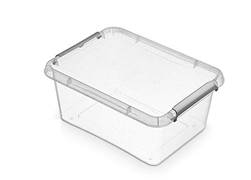 ORPLAST 6 x Nano Box mit Deckel und Clips/antibakterielle Wirkung - 12,5 Liter - 39 x 29 x 16,5 cm - Klar/Silber/Glitter von Orplast