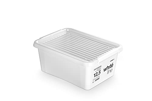Orplast Aufbewahrungsbehälter, Aufbewahrungsbox mit Deckel und Klickverschluss, Lagerbox, Box, Behälter, weiß,1,15-30L (12,5l) von Orplast