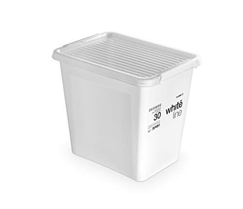 Orplast Aufbewahrungsbox mit Deckel, Lagerbox, Box, Behälter weiß mit Deckel & Clips 1,15-30L (30L) von Orplast