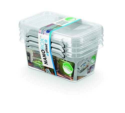 Orplast NanoBox 3 x 500ml Set Antibakterielle Aufbewahrungsbox Kühlschrankbox Lebensmittelbox Medikamentenbox Arzneibox Hygienisch Nanosilber Behälter Steril Box, Transparent von Orplast