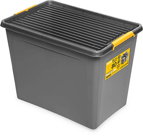 SolidStore stoß- und sturzfeste Rollbox; Aufbewahrungsbox Box 80L mit Rollen von Orplast