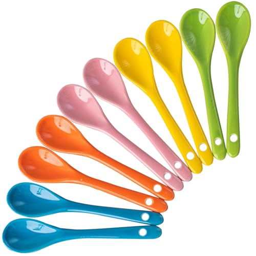 10 Stück Eierlöffel aus Porzellan Bunte Keramik Löffel Teelöffel,Porzellanlöffel Dessertlöffel,Porzellan Eierlöffel Keramische Löffel mit Löchern,Marmeladenlöffel,für Tee,Kaffee,Dessert-5 Farben von Orrdiffi