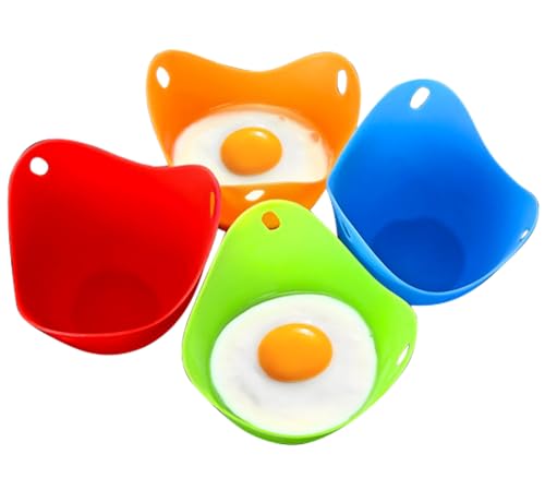 4 Stück Silikon Eier Pochierer,Pochierte Eier Form,Microwave Eierpochierer,BPA-Frei, Antihaft,Leicht zu Reinigen,Grade Material Pochierte Eier Maker Perfekt für Omelett,Kochen von Eiern von Orrdiffi