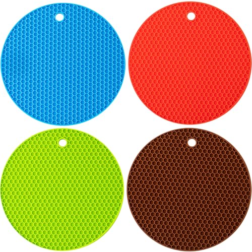 4 Stück Topf Untersetzer aus Silikon Topfuntersetzer Hitzebeständig Silikon Untersetzer Topf rutschfeste für Schüsseln,Teekannen,Geteilte Teller(Farbig) von Orrdiffi