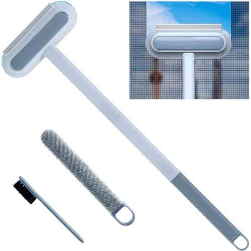 Fensterreiniger mit Teleskopstiel, fenstergitter reinigungs bürste Fensterputzer mit Griff,Multifunktionaler Reinigungsbürste für Duschglastür,Fensterreinigungsbürste 18 x 6 (Extra lang: 60cm) von Orrdiffi