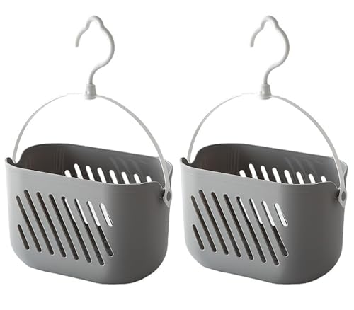 Orrdiffi 2 Stück Duschkorb zum Hängen Kunststoff Badewannenspielzeug Aufbewahrung,Shampoo Halterung für Dusche,Multifunktionskorb für Badezimmer Wohnheim-Grau von Orrdiffi