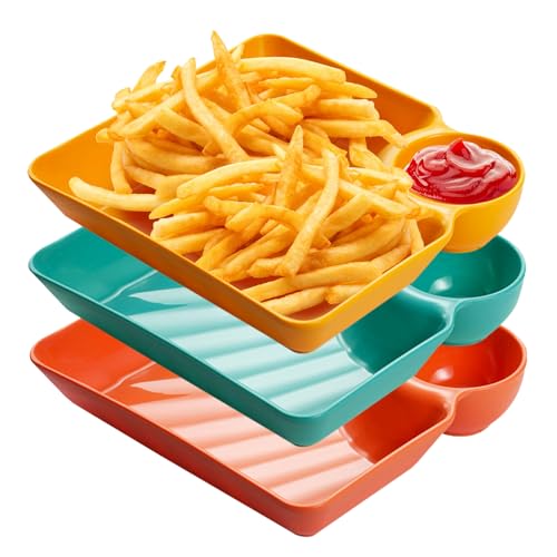 Orrdiffi 2 in 1 Snackschale und Dipschalen Servierplatten Nacho Teller 18.7 x 17 x 2cm Tapas Schalen Servierschalen Set für Vorspeisen Dips und Snacks - 3 Stück Orrdiffi 2 in 1 Snackschale und Dipschalen Servierplatten Nacho Teller 18.7 x 17 x 2cm Tapas Schalen Servierschalen Set für Vorspeisen Dips und Snacks - 3 Stück von Orrdiffi