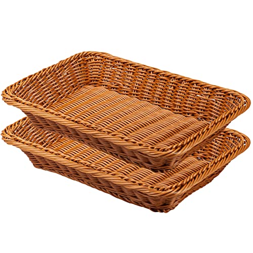 Orrdiffi 2er Set Brotkörbchen Brotkorb Geflochten 35 x 25 x 7 cm Körbchen aus Polypropylen,Geschenkkorb,Flechtkorb, Behältnis aus Flechtwerk, Brötchenkorb, Lebensmittelkorb (Braun) von Orrdiffi