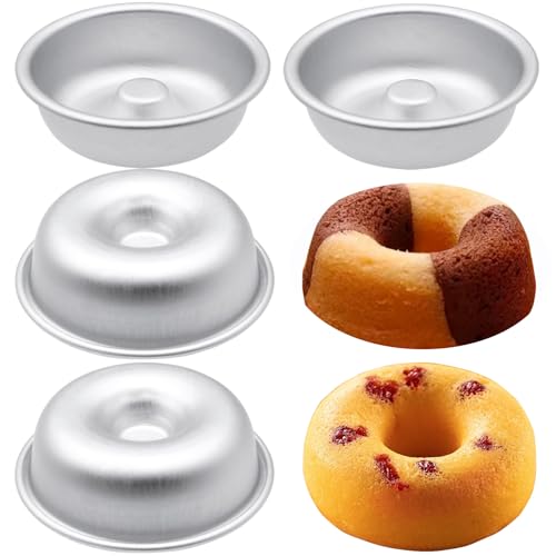 Orrdiffi 4 Stk Kuchenform,Chiffon Cake Backform,Donut Form aus Aluminiumlegierung Backzubehör,Chiffon Cake Pan,Donut Cake Mold für Party Bäckerei Kuchen Muffins von Orrdiffi
