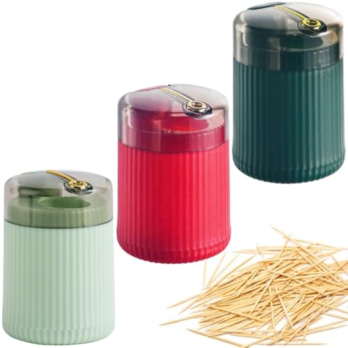 Orrdiffi Kreativer Automatischer Zahnstocherspender Zahnstocher Spender,Automatischer Pop-Up-Zahnstocherspender,Kreative Bewegliche Zahnstocherhalter für Zuhause,Küche,Tabelle(3 Pcs Mehrfarbig) von Orrdiffi