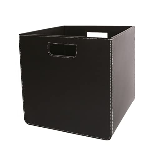 Ørskov Aufbewahrungsbox aus Leder 31 cm x 31 cm x 31 cm chocolate mit praktischen Tragegriffen - moderner Lederkorb für Zeitschriften und Spielzeug von Ørskov