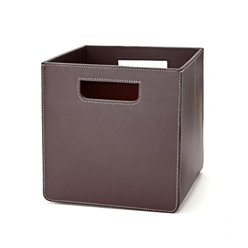 Ørskov & Co. - quadratische Leder Aufbewahrungsbox mit praktischem Tragegriff - für Zeitschriften & Co - Lederbox - Lederkorb - Lederkiste - handgemacht, braun von Orskov