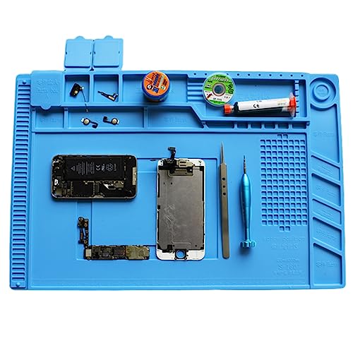 Orssmigs Lötmatte Silikon 45x30cm Standard Magnetmatte Antistatikmatte Soldering Mat Lötmatte Hitzebeständige Reparaturmatte 500℃ Arbeits-Reparaturmatte für Elektronik, Smartphone, Uhren von Orssmigs