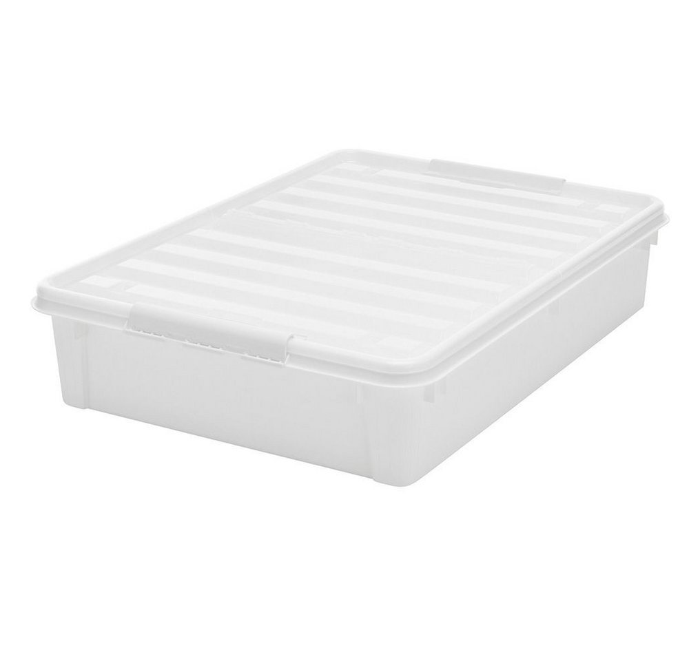 Orthex Aufbewahrungsbox SmartStore Bettroller 60L mit Deckel und Rollen, transparent weiss von Orthex