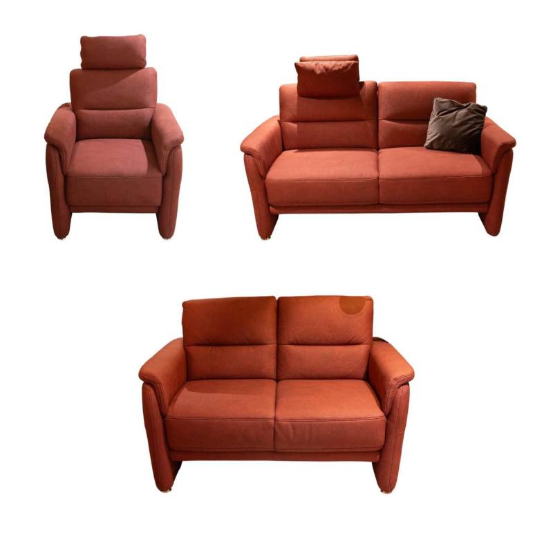 Polstergarnitur Stoff Ares Bordeaux Rot Fuß Aluminium Poliert Inklusive Kissen von OrthoSedis