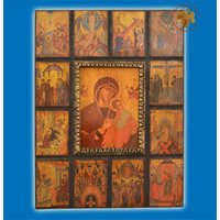 Antike Stil Hölzerne Ikone Der Panagia Theotokos Oder Christus Dodekaorton Größe 30 X 40 cm Handgefertigt in Griechenland Aus Unserer Werkstatt von OrthodoxArtStore
