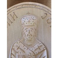 Handgeschnitzt Auf Holz Saint Nickolas Bishop Prosfora Siegel 15-16cm Durchmesser von OrthodoxArtStore