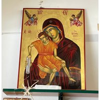 Theotokos Axion Esti Heilige Ikone Hagiography Hand Schmerz Holz 50x70cm von OrthodoxArtStore