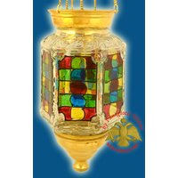 Vintage Stil Glasschirm Ölkerze Sechseck Heilige Ikonen Oder Vitro Malerei von OrthodoxArtStore