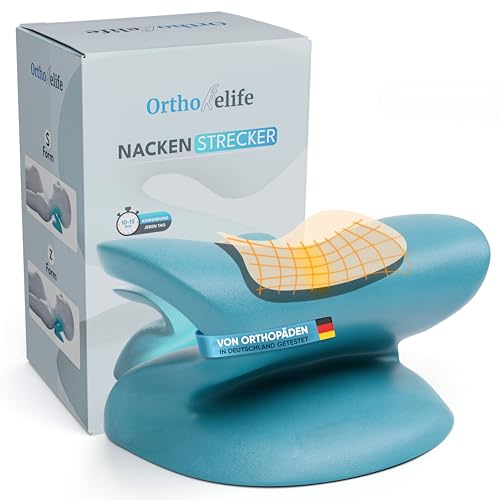 Orthorelife® Nackenstrecker – Ergonomischer Nackendehner für Haltung & Entspannung | Lindert Nacken- & Schulterschmerzen in 10 Min. | Hochdichter Memory-Schaum. (Blau) von Orthorelife