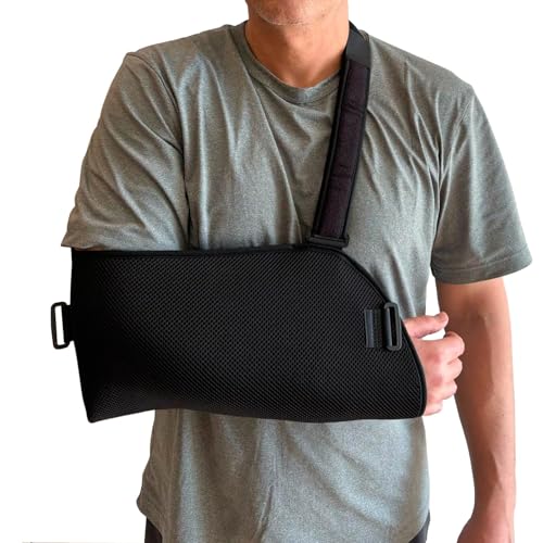 Ortones - Verstellbare Armschlinge für Arm und Schulter mit Anti-Rotationsgurt - Bilateraler Immobilisierer Universalgröße - Schwarz von Ortones