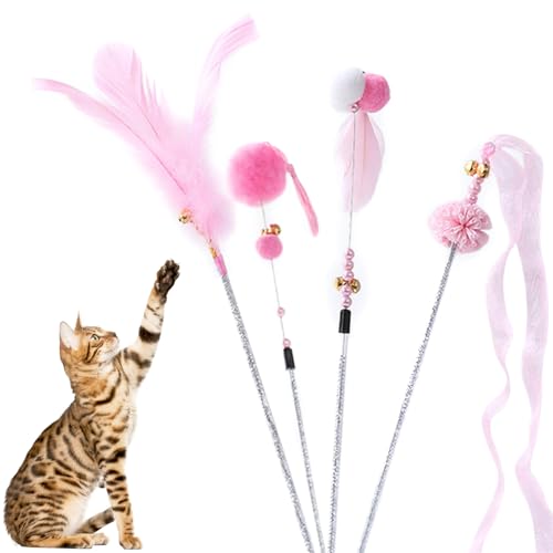Ortusium Katzenfederspielzeug, Katzenfederstab, interaktives Katzenspielzeug mit langem Griff, langlebiger Teaser Zauberstab für Kätzchen, flauschige Federn, Glocke, lustiges Spielen für Indoor-Katzen Ortusium Katzenfederspielzeug, Katzenfederstab, interaktives Katzenspielzeug mit langem Griff, langlebiger Teaser Zauberstab für Kätzchen, flauschige Federn, Glocke, lustiges Spielen für Indoor-Katzen von Ortusium