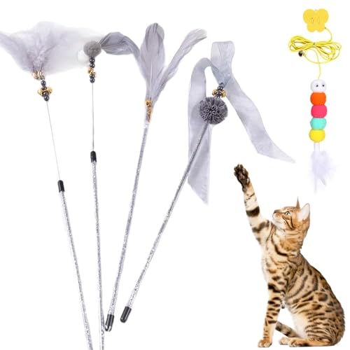 Ortusium Katzenfederspielzeug, Katzenfederstab, interaktives Katzenspielzeug mit langem Griff, langlebiger Teaser-Zauberstab für Kätzchen, flauschige Federn, Glocke, lustiges Spielen für Indoor-Katzen Ortusium Katzenfederspielzeug, Katzenfederstab, interaktives Katzenspielzeug mit langem Griff, langlebiger Teaser-Zauberstab für Kätzchen, flauschige Federn, Glocke, lustiges Spielen für Indoor-Katzen von Ortusium