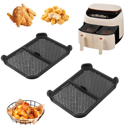 2 PCS Silikon Spritzschutz für Heißluftfritteuse, Kompatibel mit Ninja Foodi MAX Dual Zone AF400EU & AF451EU, Wirksamer Schutz vor Fettspritzern, Wiederverwendbar Spritzschutz Airfryer Zubehör von Ortviai