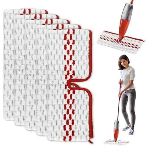 5 Stück für Vileda 1-2 Spraymax Sprühwischer Ersatzbezug Set, Wiederverwendbar für Vileda Wischmopp mit Sprühfunktion, Waschbarer Wischbezug Mop Microfaser Reinigung Pads, für alle Hartböden von Ortviai