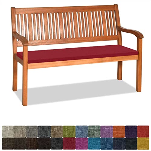 Orumrud Bankauflage Stuhlkissen Bankkissen mit Krawatte Waschbar,100x30x3cm，2 3 4-Sitzer Sitzkissen rutschfeste Auflage für Gartenbank,Küche,Terrasse Innen und Außenbereich，rot,Dicker Leinenstoff von Orumrud