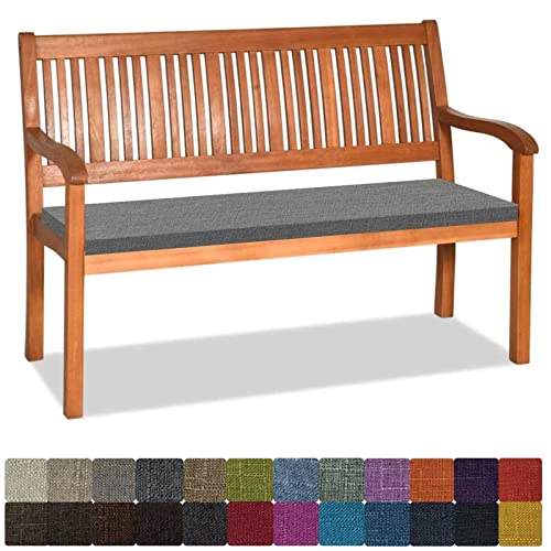 Bankauflage Stuhlkissen Bankkissen mit Krawatte Waschbar ,100x35x5cm,1 2 3 4-Sitzer Sitzkissen Rutschfeste Auflage für Gartenbank ,Küche,Terrasse Innen und Außenbereich，Dicker Leinenstoff,dunkelgrau von Orumrud