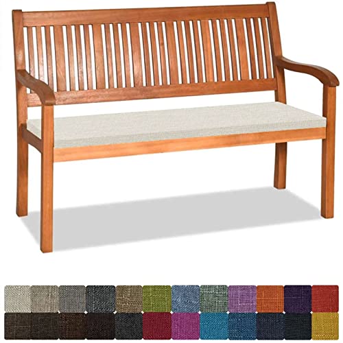 Orumrud Bankauflage Stuhlkissen Bankkissen mit Krawatte Waschbar,100x40x3cm，2 3 4-Sitzer Sitzkissen rutschfeste Auflage für Gartenbank,Küche,Terrasse Innen und Außenbereich，Beige,Dicker Leinenstoff von Orumrud