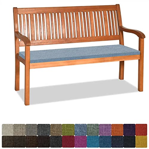 Bankauflage Stuhlkissen Bankkissen mit Krawatte Waschbar ,110x35x3cm，2 3 4-Sitzer Sitzkissen Rutschfeste Auflage für Gartenbank ,Küche,Terrasse Innen und Außenbereich，hellblau ,Dicker Leinenstoff von Orumrud