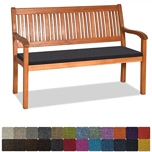 Bankauflage Stuhlkissen Bankkissen mit Krawatte Waschbar ,110x35x5cm,1 2 3 4-Sitzer Sitzkissen Rutschfeste Auflage für Gartenbank ,Küche,Terrasse Innen und Außenbereich，Dicker Leinenstoff,Schwarz von Orumrud