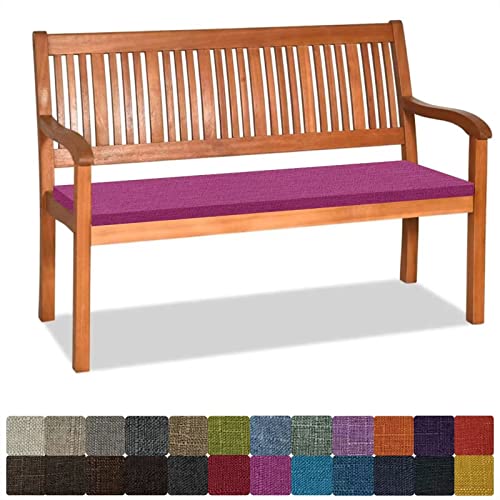 Bankauflage Stuhlkissen Bankkissen mit Krawatte Waschbar ,110x35x5cm,1 2 3 4-Sitzer Sitzkissen Rutschfeste Auflage für Gartenbank ,Küche,Terrasse Innen und Außenbereich，Dicker Leinenstoff,rosarot von Orumrud