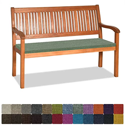 Bankauflage Stuhlkissen Bankkissen mit Krawatte Waschbar ,110x40x8cm,1 2 3 4-Sitzer Sitzkissen Rutschfeste Auflage für Gartenbank ,Küche,Terrasse Innen und Außenbereich，Dicker Leinenstoff,achat grün von Orumrud