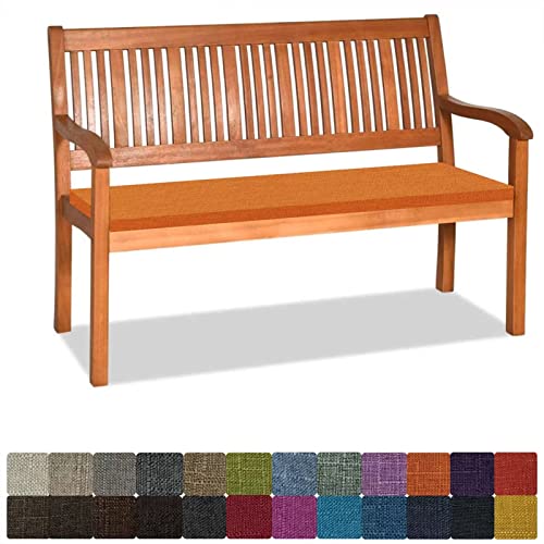 Bankauflage Stuhlkissen Bankkissen mit Krawatte Waschbar ,110x45x5cm,1 2 3 4-Sitzer Sitzkissen Rutschfeste Auflage für Gartenbank ,Küche,Terrasse Innen und Außenbereich，Dicker Leinenstoff,Orange von Orumrud