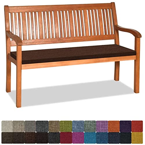 Bankauflage Stuhlkissen Bankkissen mit Krawatte Waschbar ,120x35x3cm，2 3 4-Sitzer Sitzkissen Rutschfeste Auflage für Gartenbank ,Küche,Terrasse Innen und Außenbereich，dunkelbraun ,Dicker Leinenstoff von Orumrud