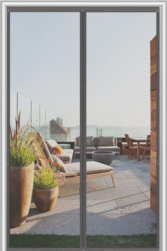Fliegengitter Balkontür 115x185 cm,Magnet Fliegengitter Tür,Fliegenvorhang Terrassentür Magnete Türe Ohne Bohren, Fliegennetz Balkon Insektenschutz Tür,Leistungsstarke Magnete Dichtung,Grau von Orumrud