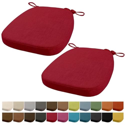 Orumrud 40x38x33CM(3CM Dicke) Stuhlkissen, Gartenstuhl Sitzkissen, Esszimmerstuhl Sitzkissen, waschbar, mit Reißverschluss, Riemen, rutschfestes Sitzkissen für Gartenstuhl (Dunkel Rot 2 Stück) von Orumrud
