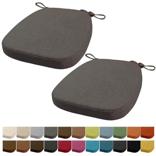 Orumrud 40x38x33CM(5CM Dicke) Stuhlkissen, Gartenstuhl Sitzkissen, Esszimmerstuhl Sitzkissen, waschbar, mit Reißverschluss, Riemen, rutschfestes Sitzkissen für Gartenstuhl (Dunkel Grau 2 Stück) von Orumrud