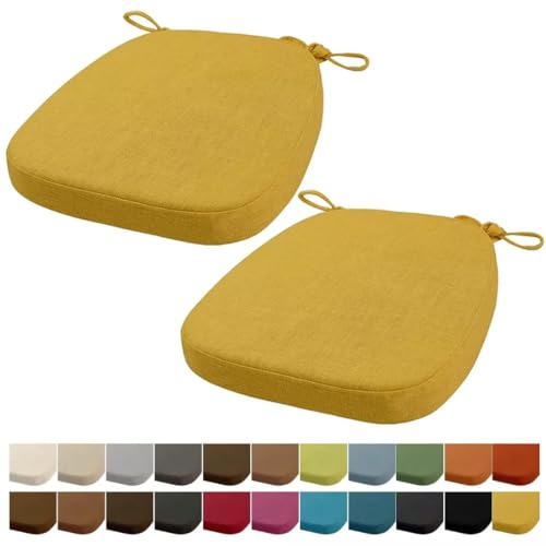 Orumrud 40x38x33CM(5CM Dicke) Stuhlkissen, Gartenstuhl Sitzkissen, Esszimmerstuhl Sitzkissen, waschbar, mit Reißverschluss, Riemen, rutschfestes Sitzkissen für Gartenstuhl (Gelb 2 Stück) von Orumrud
